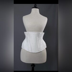 Bridal Wedding Ivory Silk Lace Underbust Waist Cincher Corset Lace Up Boudoir